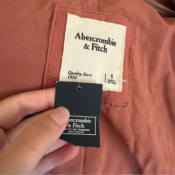NWT Abercrombie Linen Blend Salmon Lightweight Open Blazer Small - Picture 3 of 5